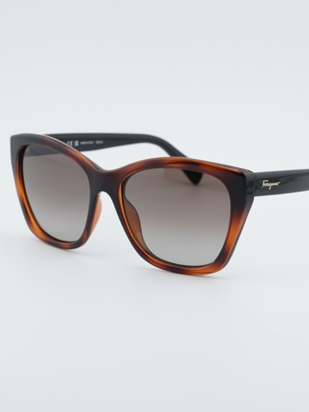 Salvatore Ferragamo SF957S 214 Sunglasses Havana Cat Eye Frame, Brown Lenses
